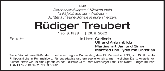 Traueranzeige von Rüdiger Treubert von Der Bote