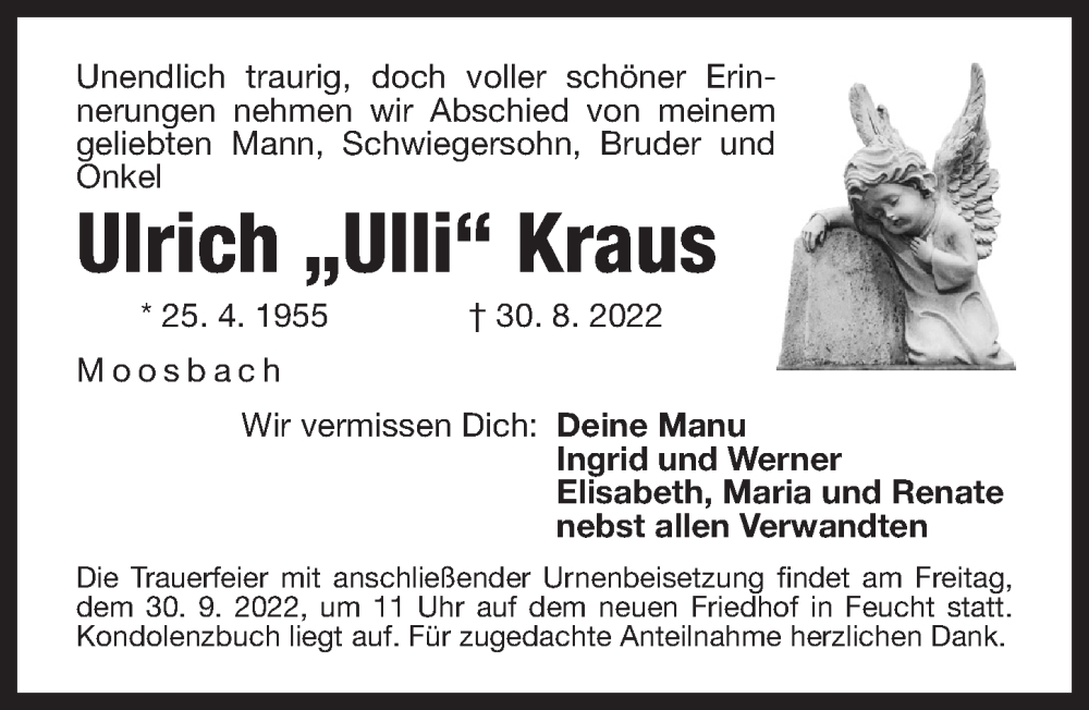  Traueranzeige für Ulrich Kraus vom 24.09.2022 aus Der Bote