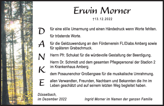 Traueranzeige von Erwin Morner von Hersbrucker Zeitung Lokal