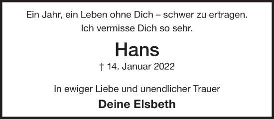 Traueranzeige von Hans  von Der Bote