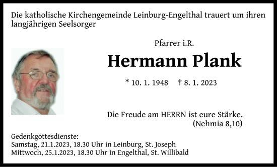 Traueranzeige von Hermann Plank von Pegnitz-Zeitung