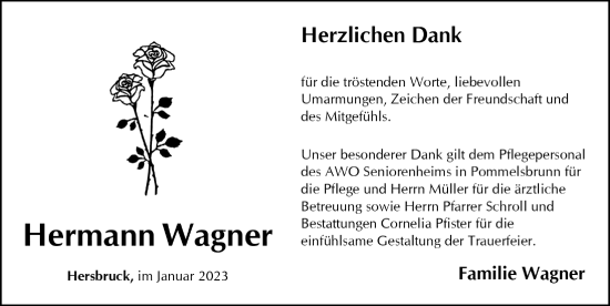 Traueranzeige von Hermann Wagner von Hersbrucker Zeitung Lokal
