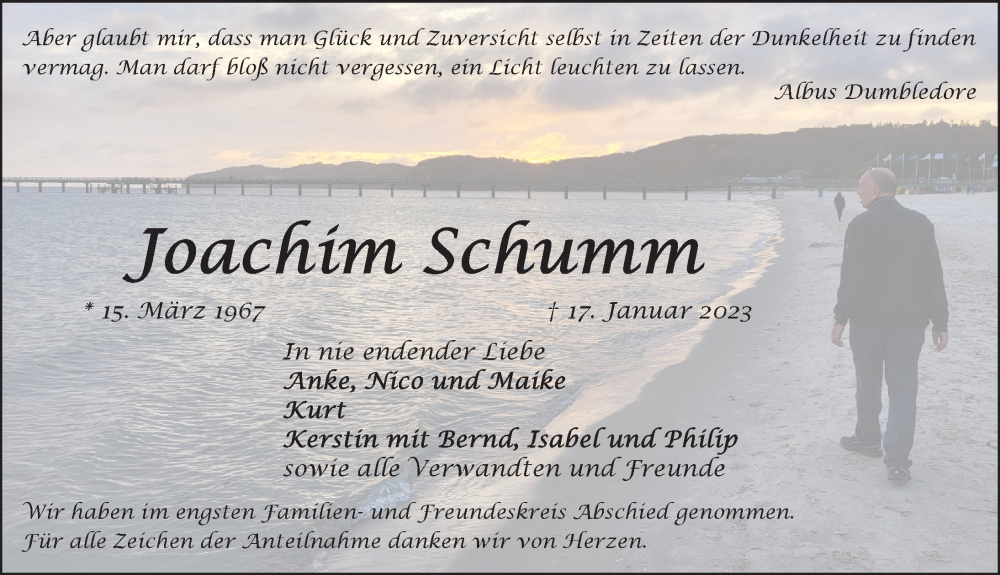  Traueranzeige für Joachim Schumm vom 28.01.2023 aus Pegnitz-Zeitung