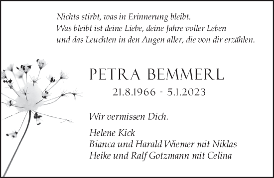 Traueranzeige von Petra Bemmerl von Pegnitz-Zeitung