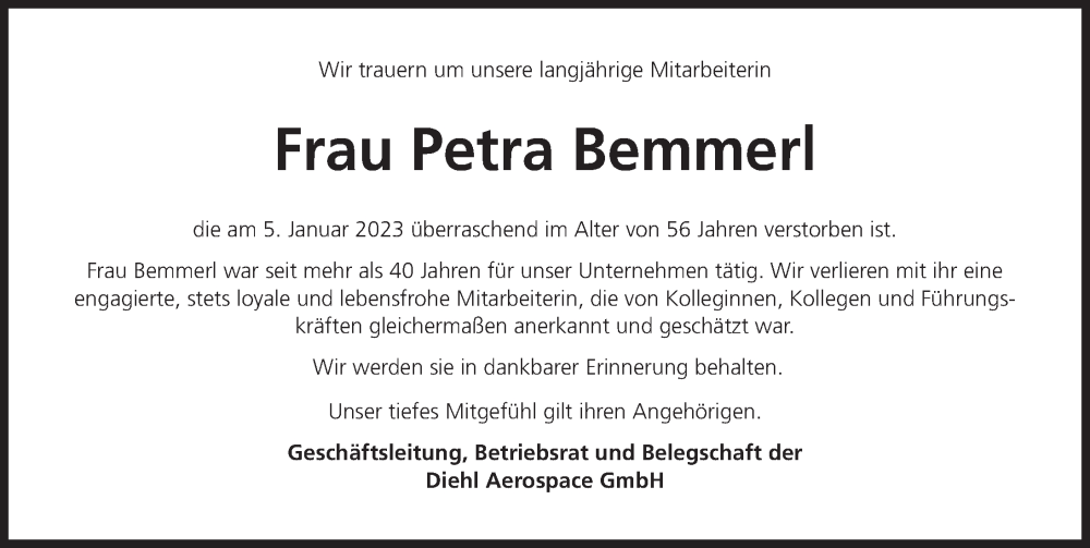  Traueranzeige für Petra Bemmerl vom 28.01.2023 aus Pegnitz-Zeitung