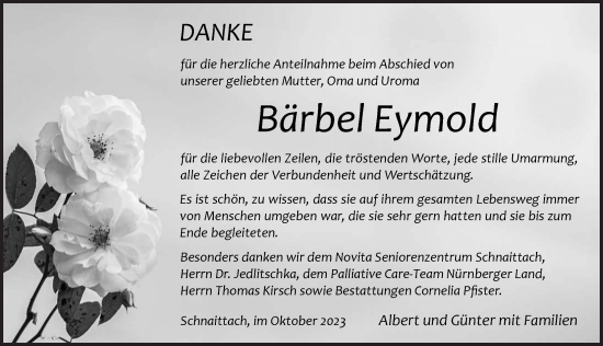 Traueranzeige von Bärbel Eymold von Pegnitz-Zeitung