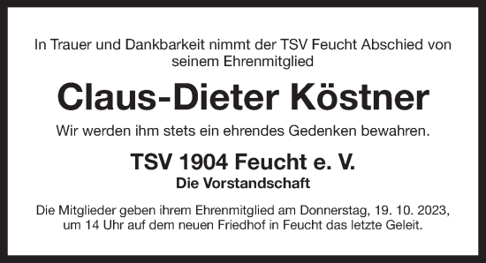 Traueranzeige von Claus-Dieter Köstner von Der Bote