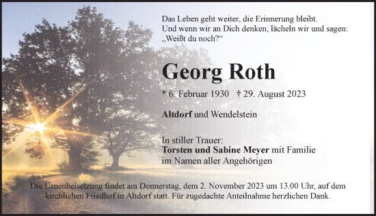 Traueranzeige von Georg Roth von Der Bote