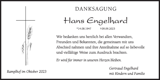 Traueranzeige von Hans Engelhard von Pegnitz-Zeitung
