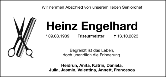 Traueranzeige von Heinz Engelhard von Hersbrucker Zeitung Lokal