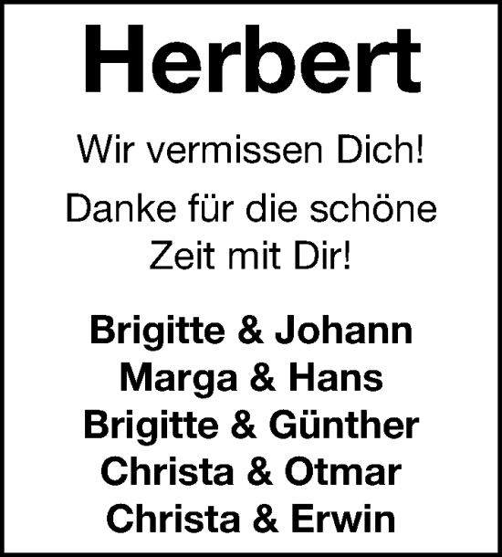 Traueranzeige von Herbert  von Hersbrucker Zeitung Lokal