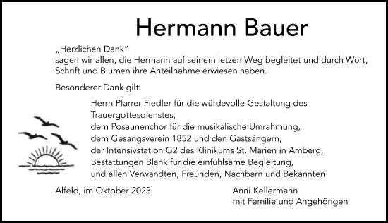 Traueranzeige von Hermann Bauer von Hersbrucker Zeitung Lokal