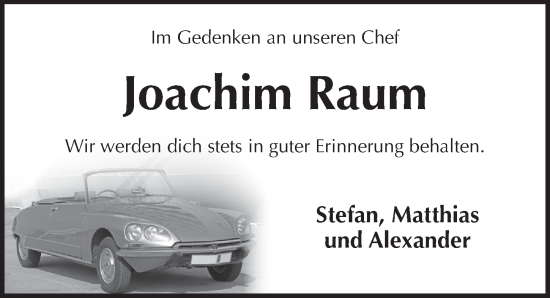Traueranzeige von Joachim Raum von Pegnitz-Zeitung