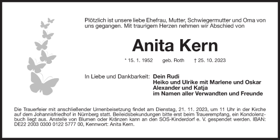 Traueranzeige von Anita Kern von Der Bote