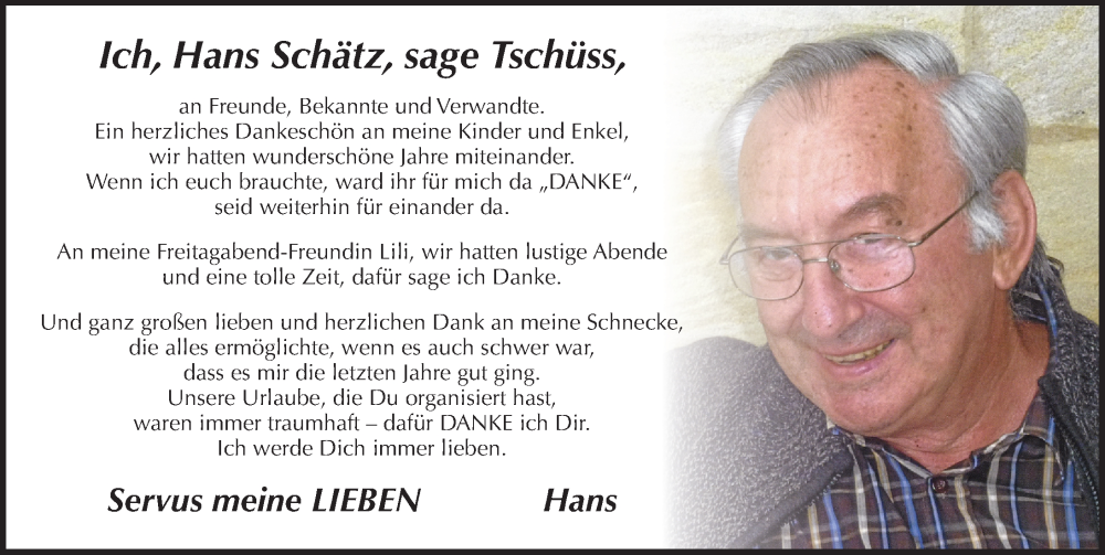  Traueranzeige für Hans Schätz vom 29.11.2023 aus Pegnitz-Zeitung