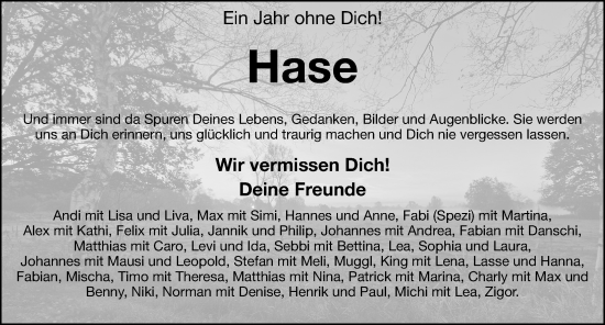Traueranzeige von Hase  von Hersbrucker Zeitung Lokal