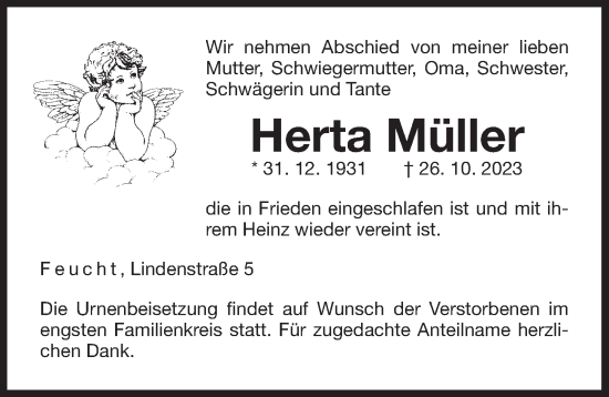 Traueranzeige von Herta Müller von Der Bote