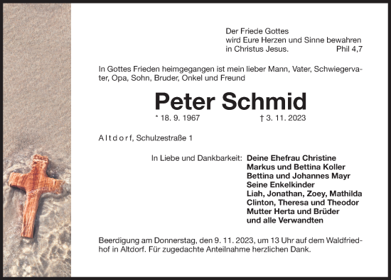 Traueranzeige von Peter Schmid von Der Bote
