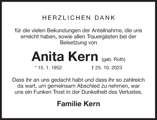 Traueranzeige von Anita Kern von Der Bote