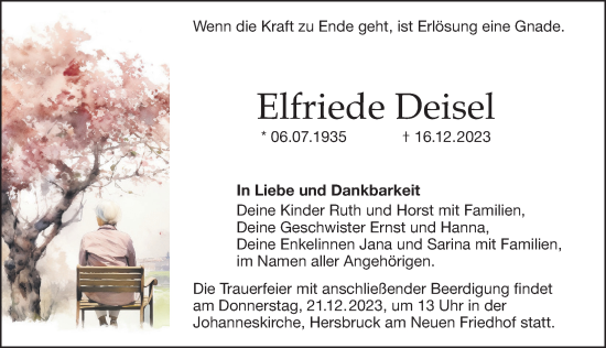 Traueranzeige von Elfriede Deisel von Hersbrucker Zeitung Lokal