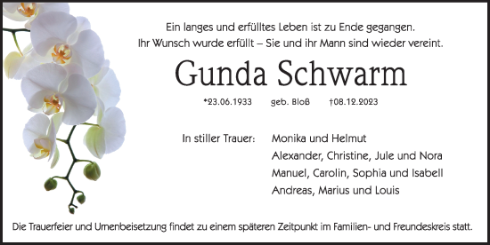 Traueranzeige von Gunda Schwarm von Hersbrucker Zeitung Lokal