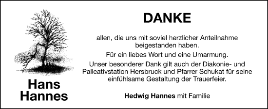 Traueranzeige von Hans Hannes von Hersbrucker Zeitung Lokal