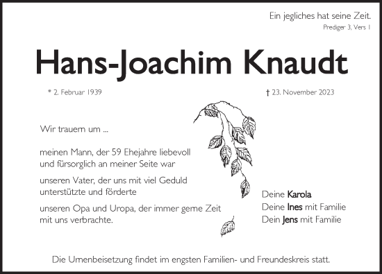 Traueranzeige von Hans-Joachim Knaudt von Pegnitz-Zeitung
