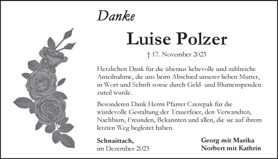 Traueranzeige von Luise Polzer von Pegnitz-Zeitung