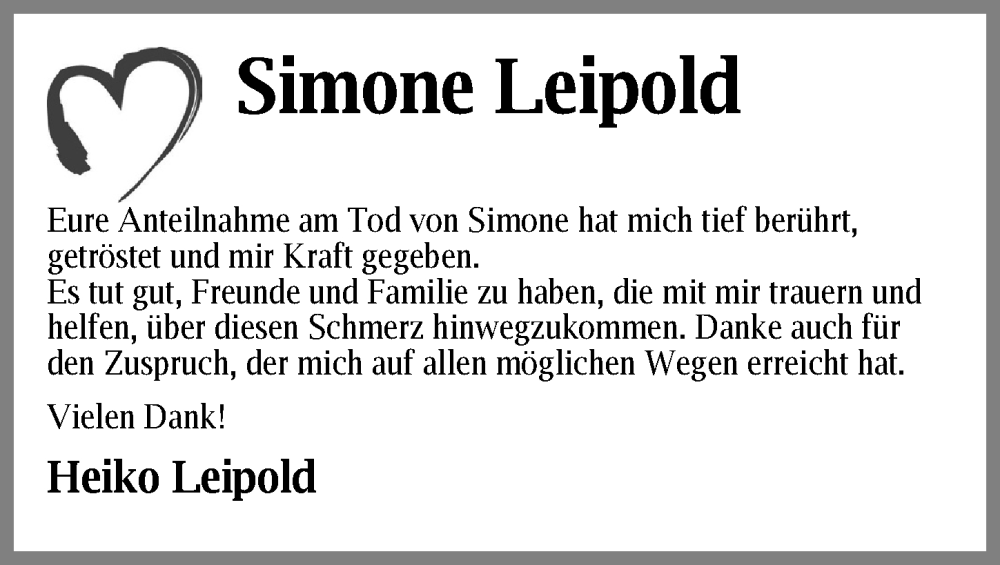  Traueranzeige für Simone Leipold vom 09.12.2023 aus Pegnitz-Zeitung