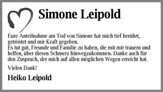 Traueranzeige von Simone Leipold von Pegnitz-Zeitung