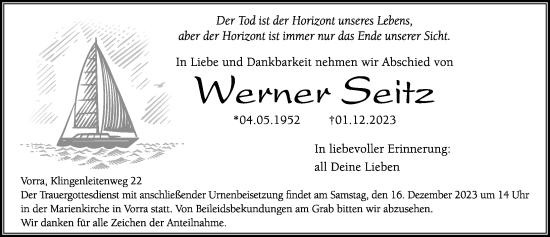 Traueranzeige von Werner Seitz von Hersbrucker Zeitung Lokal