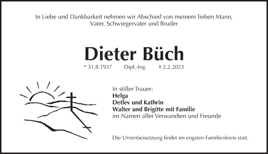 Traueranzeige von Dieter Büch von Pegnitz-Zeitung