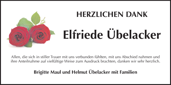 Traueranzeige von Elfriede Übelacker von Pegnitz-Zeitung