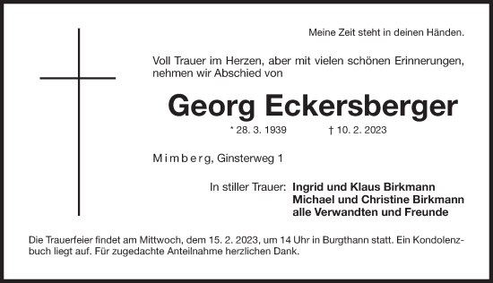 Traueranzeige von Georg Eckersberger von Der Bote