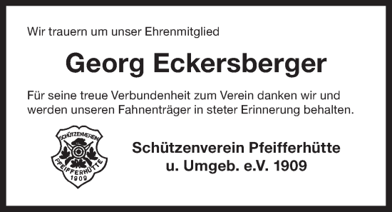 Traueranzeige von Georg Eckersberger von Der Bote