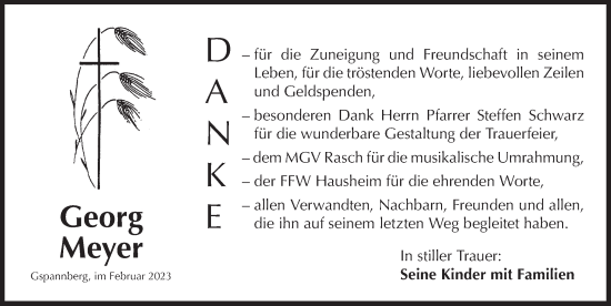 Traueranzeige von Georg Meyer von Der Bote