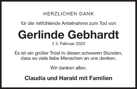 Traueranzeige von Gerlinde Gebhardt von Der Bote