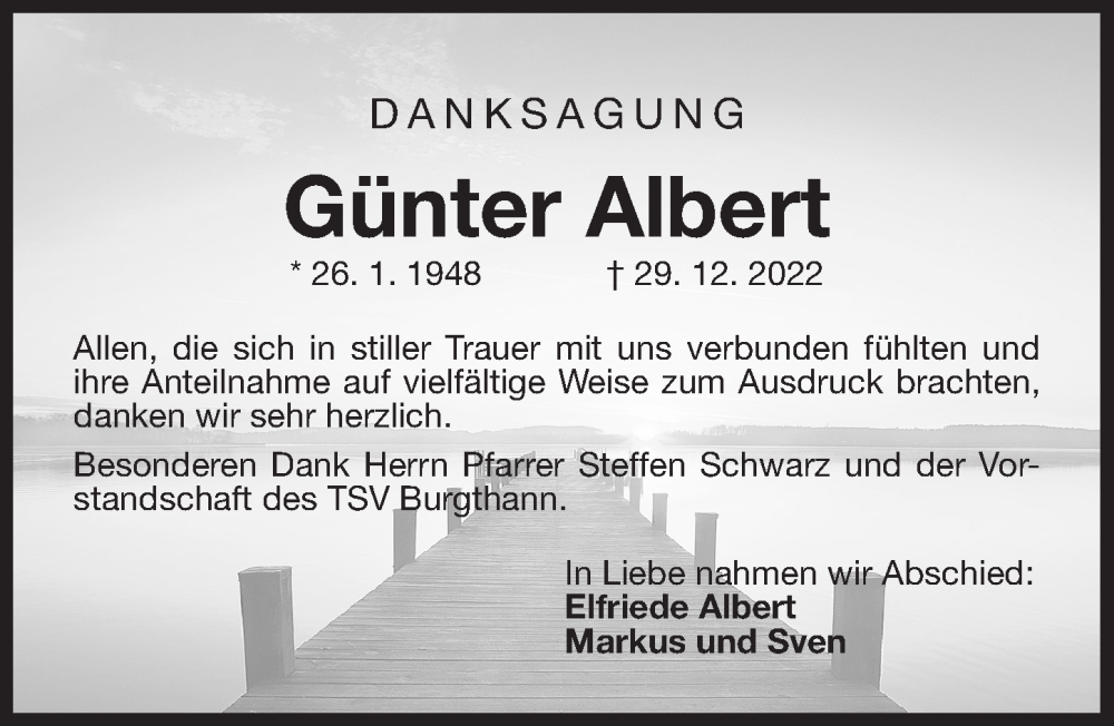  Traueranzeige für Günter Albert vom 04.02.2023 aus Der Bote