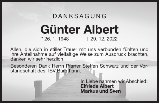 Traueranzeige von Günter Albert von Der Bote