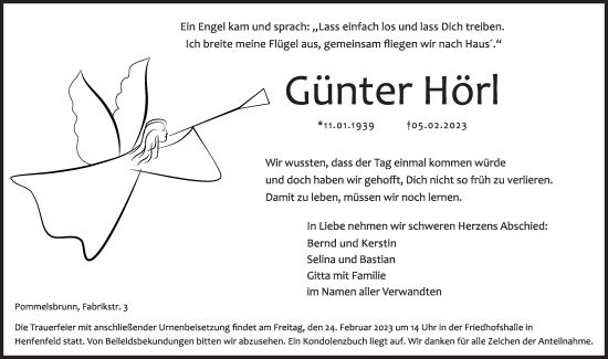 Traueranzeige von Günter Hörl von Hersbrucker Zeitung Lokal