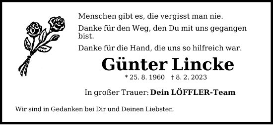 Traueranzeige von Günter Lincke von Hersbrucker Zeitung Lokal