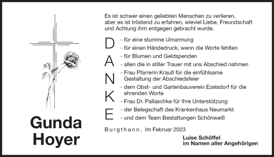 Traueranzeige von Gunda Hoyer von Der Bote