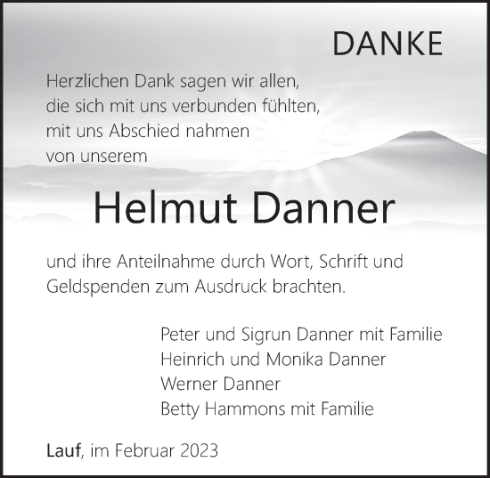 Traueranzeige von Helmut Danner von Pegnitz-Zeitung