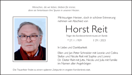 Traueranzeige von Horst Reit von Pegnitz-Zeitung