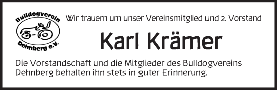 Traueranzeige von Karl Krämer von Pegnitz-Zeitung