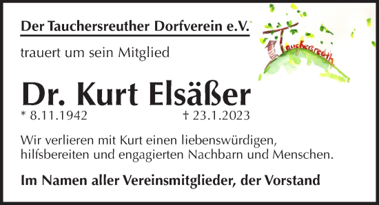 Traueranzeige von Kurt Elsäßer von Pegnitz-Zeitung