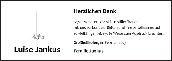 Traueranzeige von Luise Jankus von Pegnitz-Zeitung