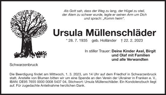 Traueranzeige von Ursula Müllenschläder von Der Bote