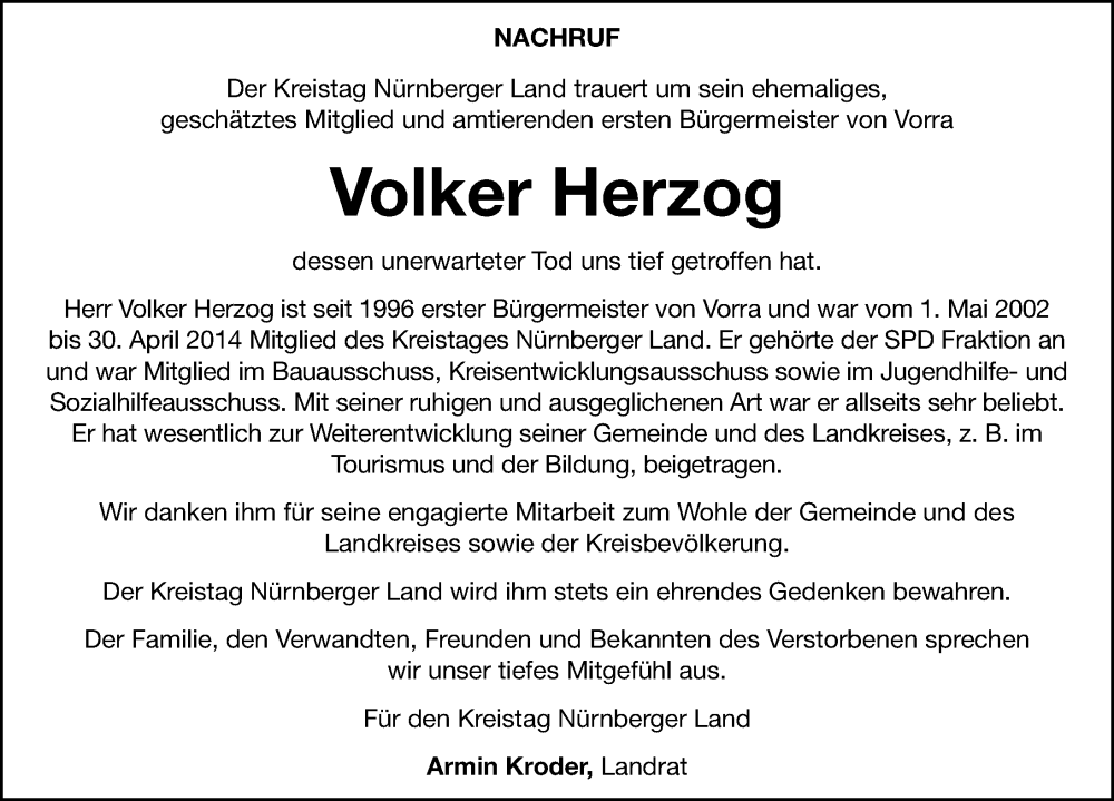  Traueranzeige für Volker Herzog vom 10.02.2023 aus Hersbrucker Zeitung Lokal