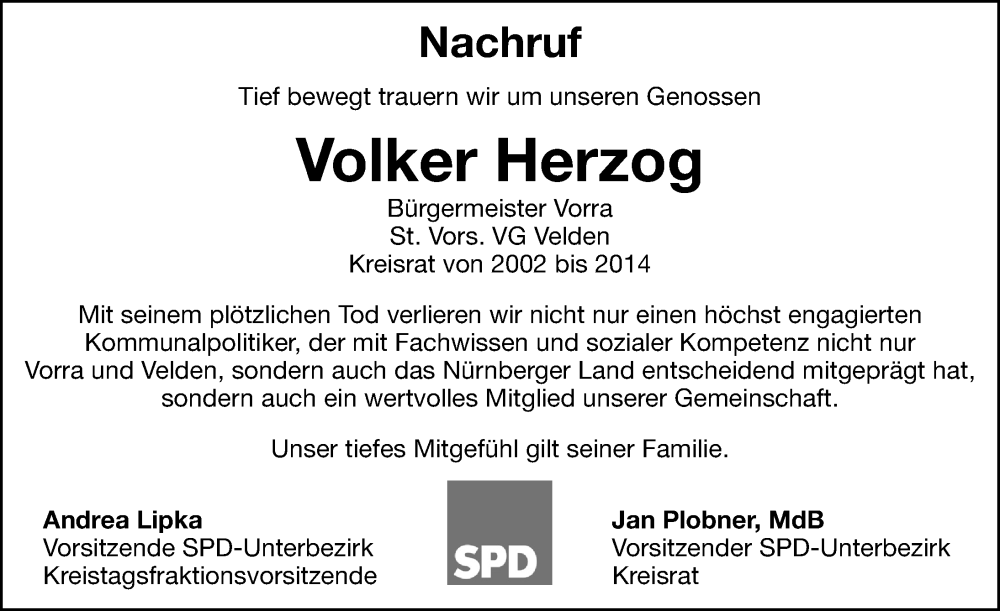  Traueranzeige für Volker Herzog vom 11.02.2023 aus Hersbrucker Zeitung Lokal
